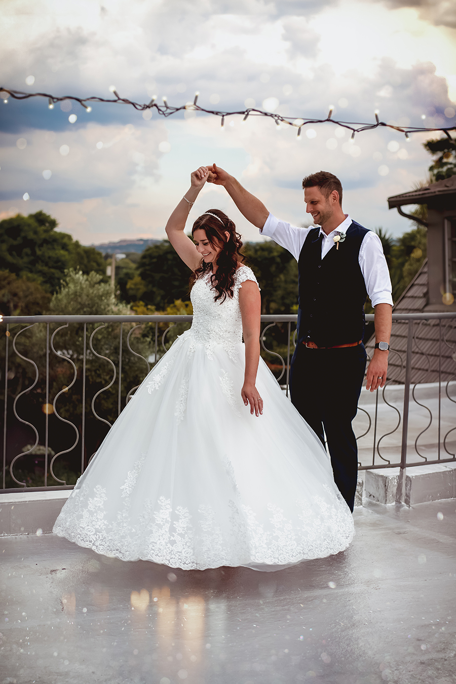 bride and groom dancing